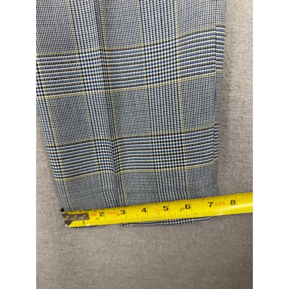 Vintage Farah Mens‎ Blue Glen Plaid Trousers Made in USA Talon Zip 32x29